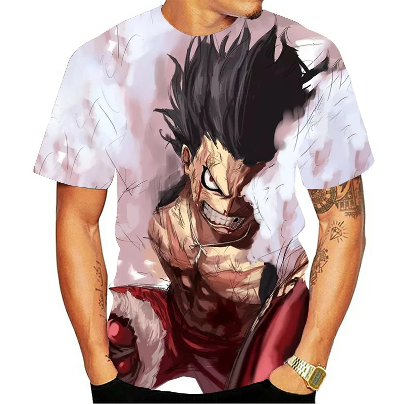 Футболка Luffy с 3d принтом из японского аниме цельный топ круглым вырезом для