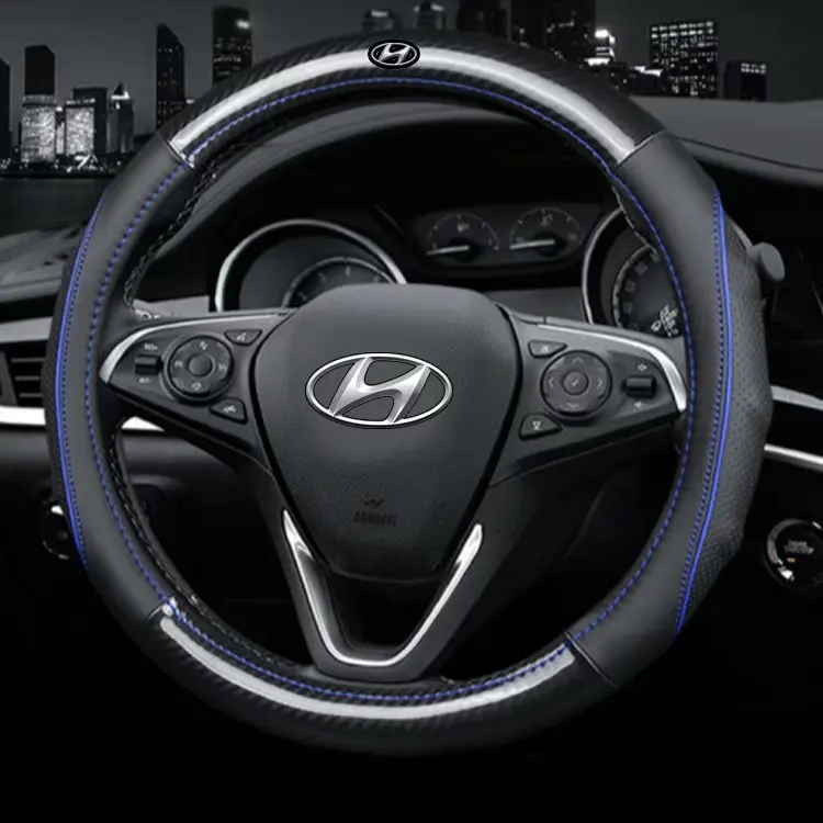 Автомобильные чехлы из натуральной кожи и углеродного волокна на руль для hyundai ELantra i35 Sonata i45 Creta ix25 Tuscon ix35 Accent Verna
