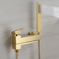 Brushed Gold Bathtub Shower Mixer Faucet Wall Mount Bathroom Tub Mixer Tap with Hand Shower Bidet  Set Matte Black Fashion 2