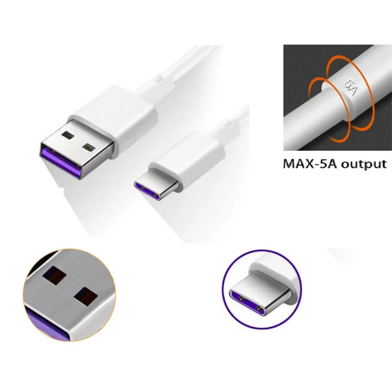 200 шт. Новый 2 м 6 футов кабель быстрой зарядки для huawei USB 5A type C Быстрая зарядка 3 0 Micro