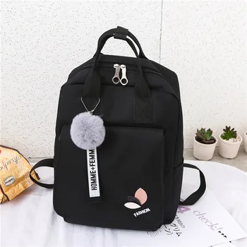 

Backpack Girls 2019 new leaves portable canvas computer backpack large capacity junior high school students light school bag