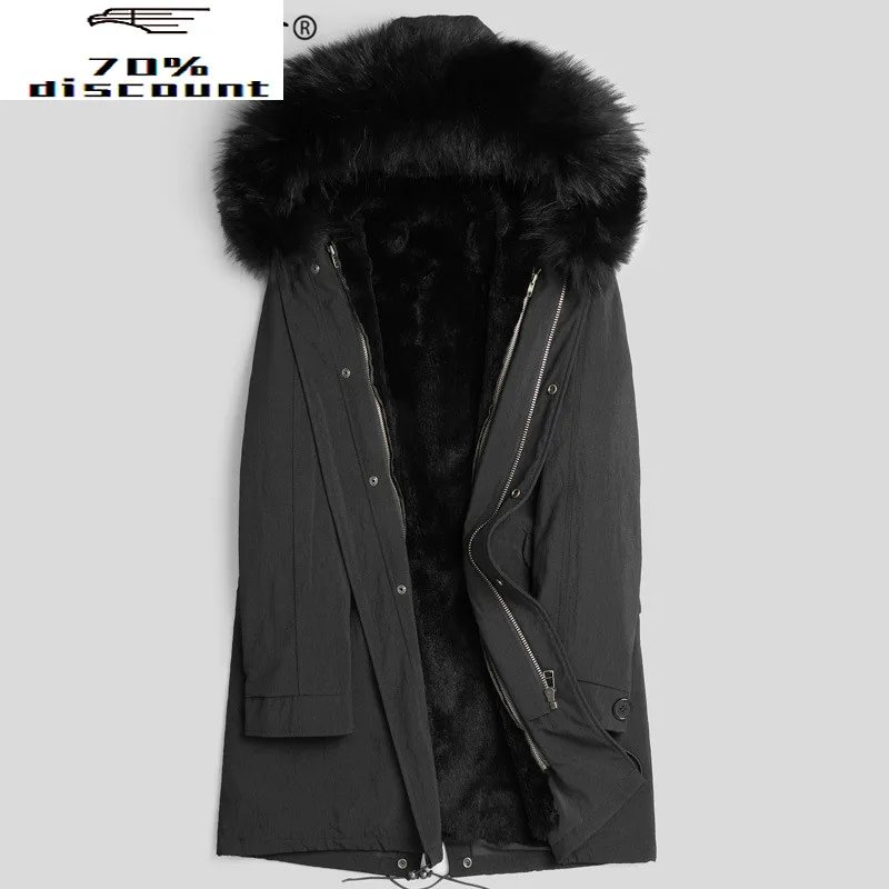 

2020 Parka Real Fur Coat Men Rabbit Fur Liner Winter Jacket Warm Parkas for Men Raccoon Dog Fur Collar P2802652 KJ2440