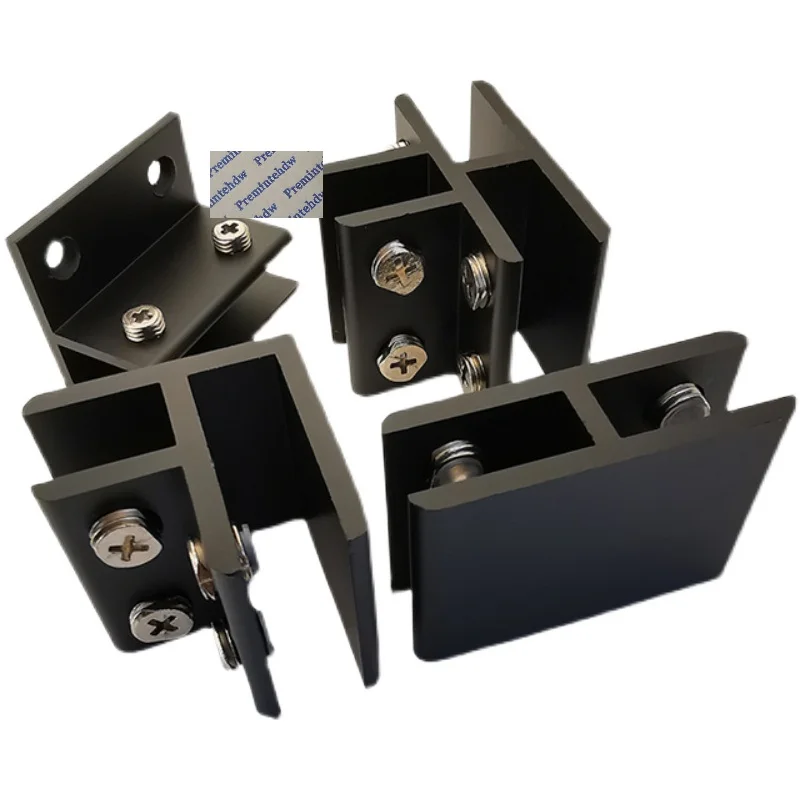 4PcsAluminumAlloyCubiclePartitionGlassClipClampMatteBlackLH
