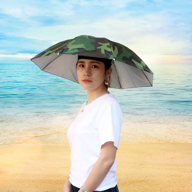 Sombrero de sombrilla con cabeza plegable para exteriores, Anti-UV gorra de pesca, para viaje, senderismo, playa, de lluvia _ AliExpress Mobile