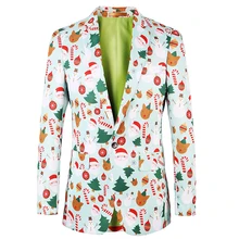 Рождественский мужской костюм, Блейзер, Повседневный, счастливый, мужской смокинг, с принтом Санта Клауса, пальто, Веселый ужин, вечерние, верхняя одежда, одежда для сцены