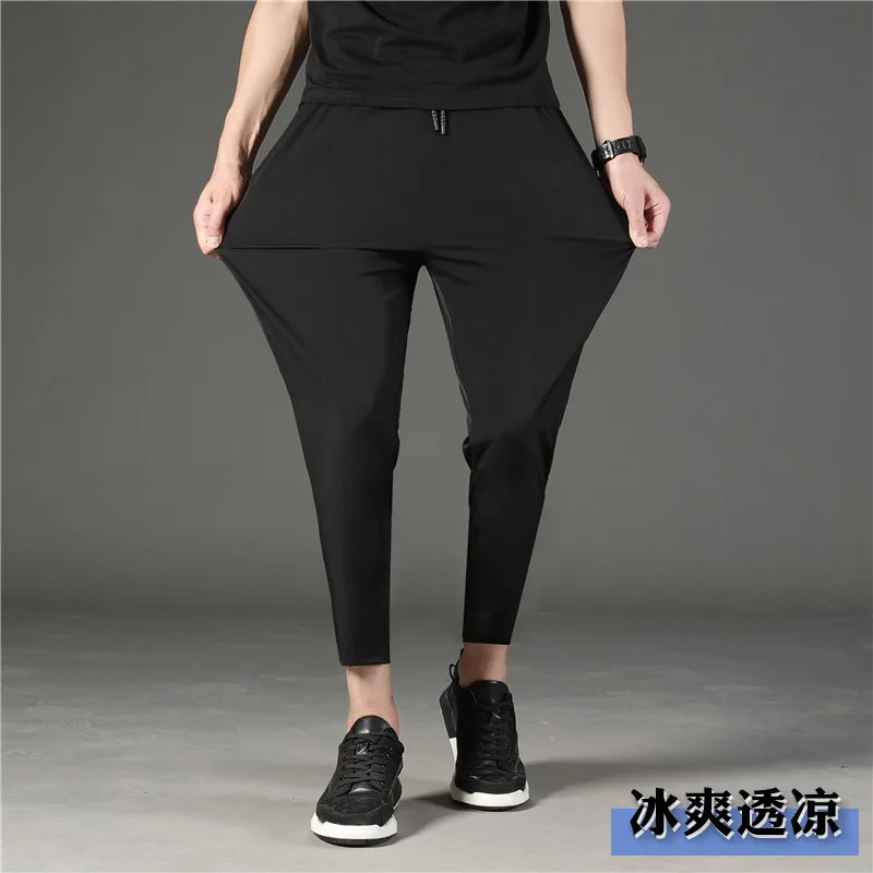 

Ice silk ku 2019 Autumn Men Teenager Leveling Feet Beam Leg Capri Pants Casual Pants Men's