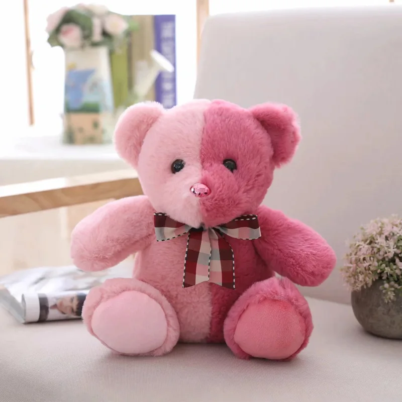 pink Детский стиль, мягкий плюшевый медведь, плюшевая кукла, милый хлопок, цветной, теплый, двойной цвет, медведь, плюшевые игрушки для детей, подарок на день рождения - Color: pink
