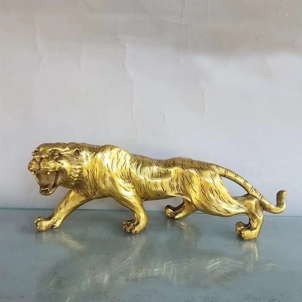 Chinese antique handmade brass statue fengshui lucky tiger 