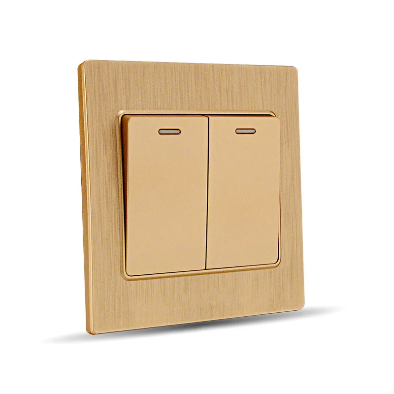 

Switch socket champaign gold brushed switch panel double open two control fluorescent