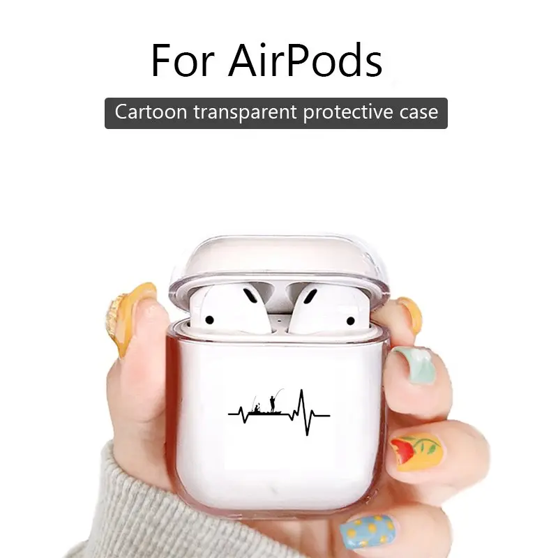 Беспроводной чехол для bluetooth гарнитуры airpods 1 2 3 из ТПУ с сердечком рыбалки Каяка