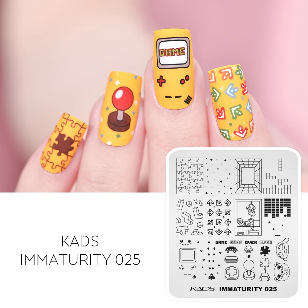 KADS Nail Art Stamp Plate Immaturity 025 Stamping Template Cute Game Botton Image DIY Decoration Tool | Красота и здоровье