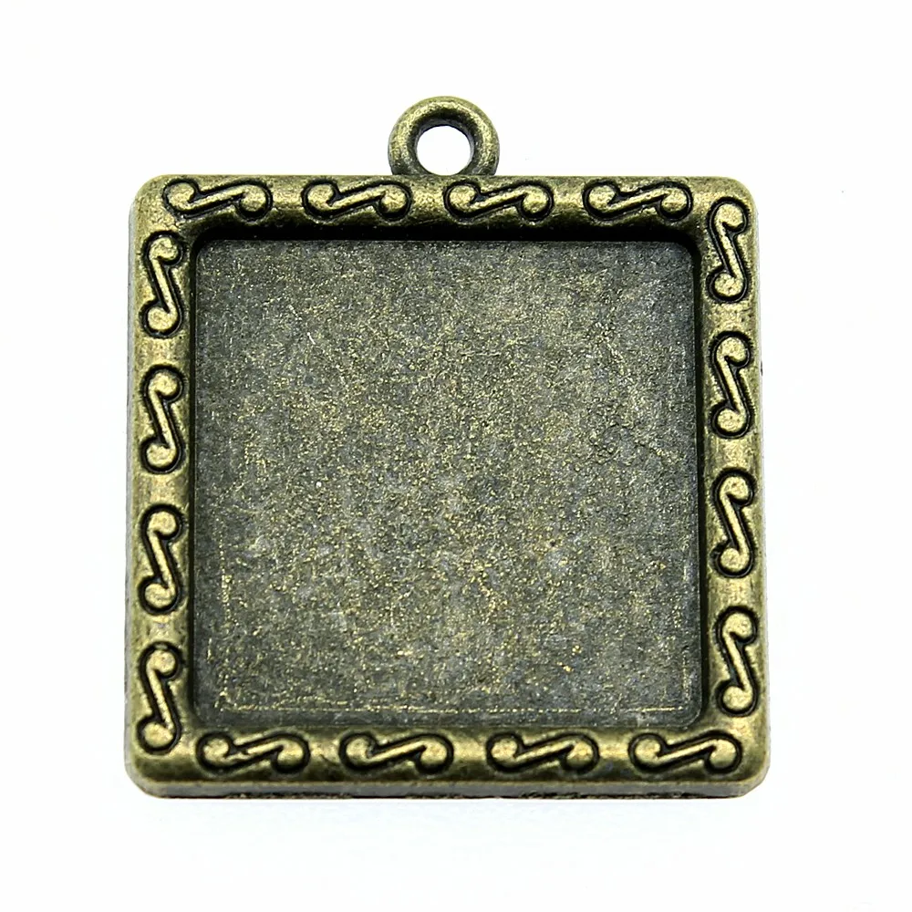 

8pcs 20mm Square Inner Size Antique Bronze Plated Cameo Cabochon Base Setting Charms Pendant Jewelry Finding