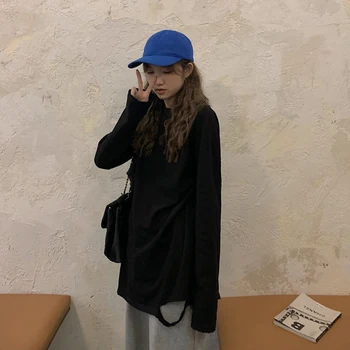 

PX2645 Spring and autumn 2020 new fashion all-match ripped top T-shirt women