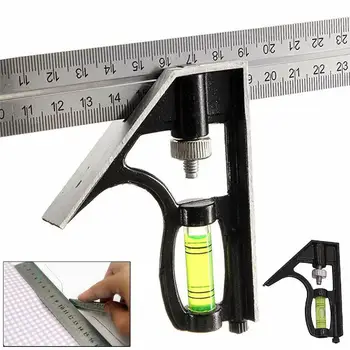 

Square Ruler Set Kit 300mm (12") Adjustable Engineers Combination Try Square Right Angle Ruler Set