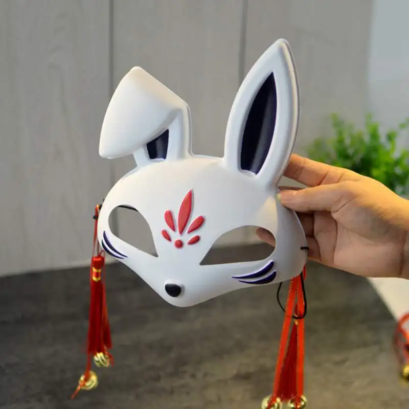 Cartoon Rabbit Mask Christmas Party Face Cover Gift Masquerade Mask With Tassels and Bells For Cosplay Bunny Mask
