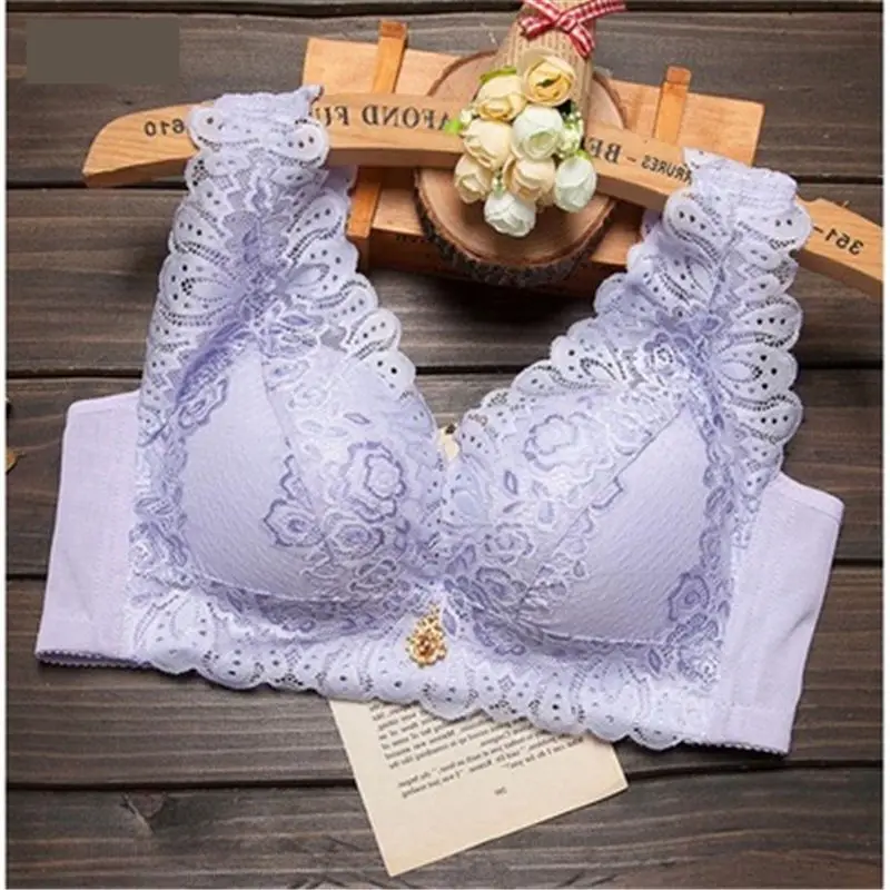Sexy Deep U Cup Bras For Women Push Up Lingerie Bra Wire Free Bralette Backless Plunge Intimates Female Underwear - Цвет: Light purple