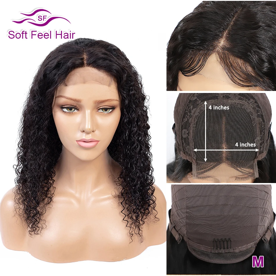 Soft Feel Hair Парики из натуральных волос на кружевной основе для черных женщин Remy бразильский парик предварительно сорванный кудрявый парик с волосами младенца