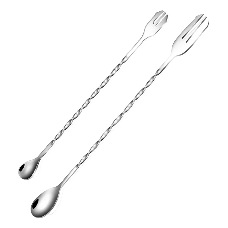 Cocktail Bar Stir Spoon Spiral Pattern Drink Shaker Mixing Spoons Bartender Stainless Steel Tableware Home Bar Accessories Tools