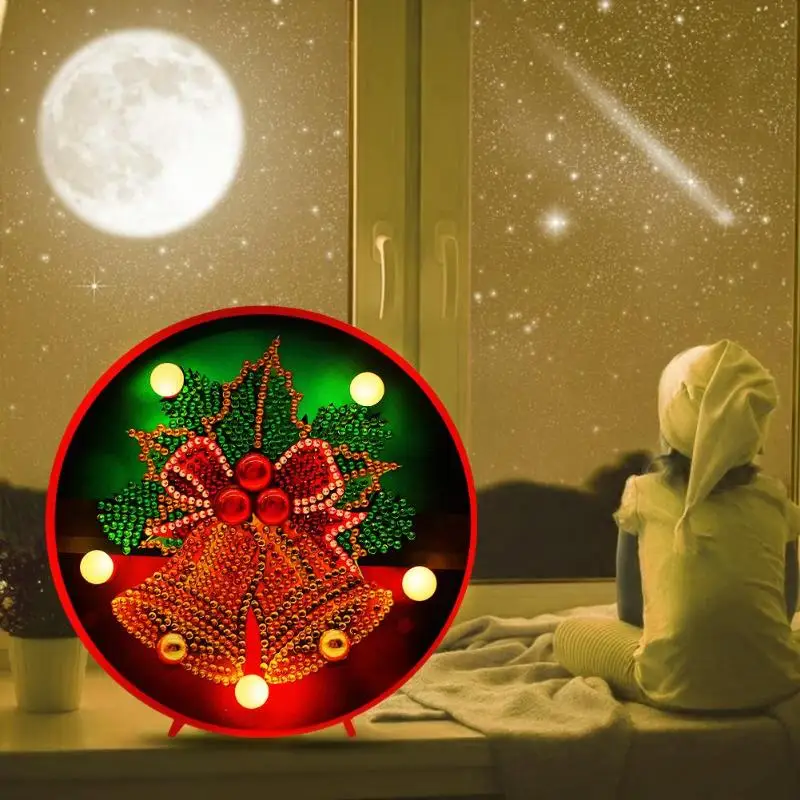 

DIY LED Special Shaped Diamond Painting Christmas Bell Night Light Ornament