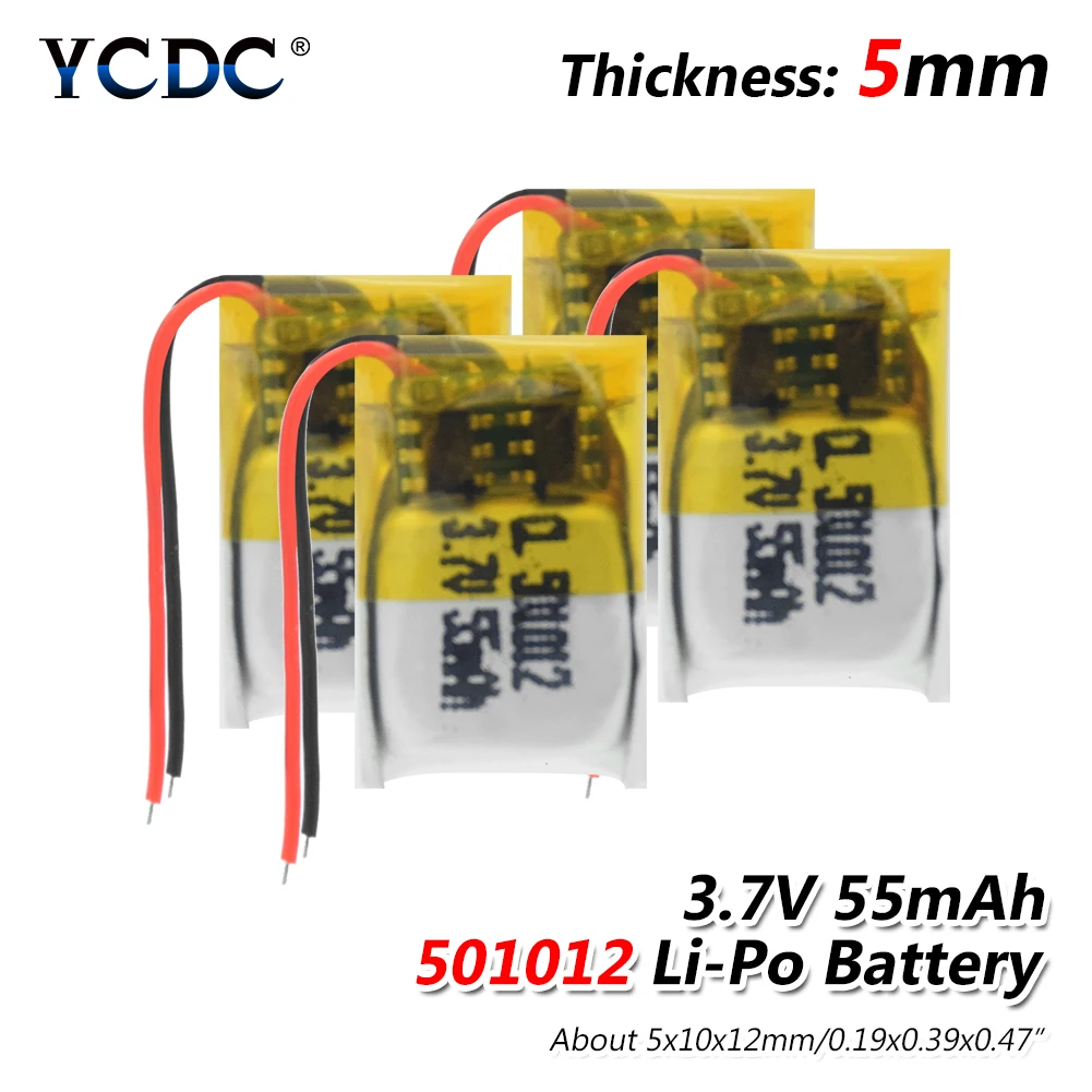1/2/4 шт 501012 55mah литий-полимерная Lipo аккумуляторная батарея для TWS Bluetooth гарнитура MP3