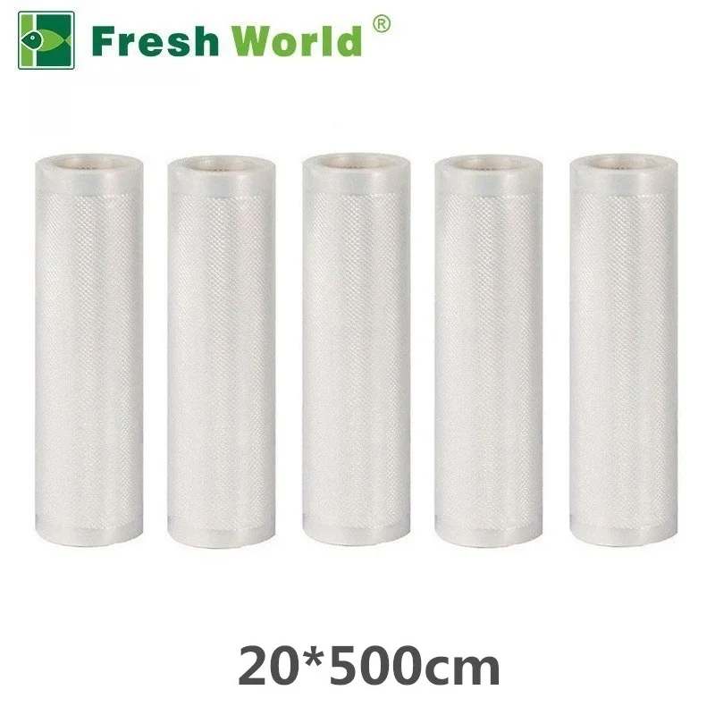 20x500CM-5 ROLLS Кухонные вакуумные пакеты для вакуумной упаковки, упаковочная машина, пищевая свежесть 35, 30, 28, 25, 20, 15, 12*500 см, 5 рулонов/партия, Bpa бесплатно - Цвет: 20x500CM-5 ROLLS