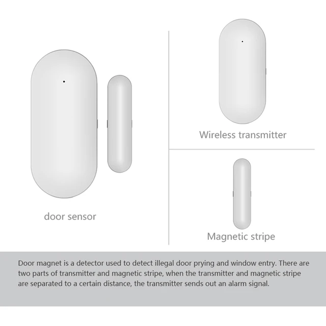 GauTone PB68R Window Door Sensor for 433MHz Home Security Alarm System Detect Door Open / Close 6
