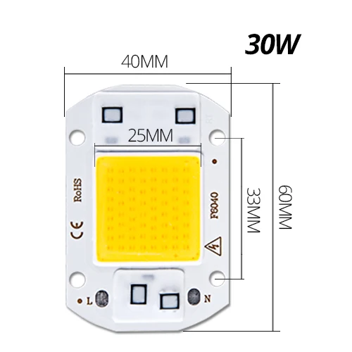 Светодиодный чип COB диодный матричный Точечный светильник светодиодный светильник с бусинами чип 20 Вт 30 Вт 50 Вт 220 В без необходимости драйвер DIY прожектор светильник светодиодный s точечный светильник - Испускаемый цвет: COB 30W