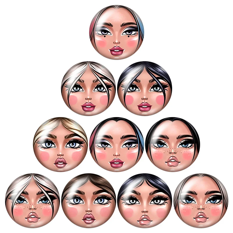 18mm Snap Buttons 10pcs Mixed Round Photo Glass Cabochon Style For 18mm Snap Bracelets Jewelry Gift bracelet jewelry