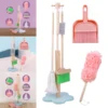 Wooden Children Cleaning Tools Set Mini Broom Mop Dustpan for Kids Housework 5