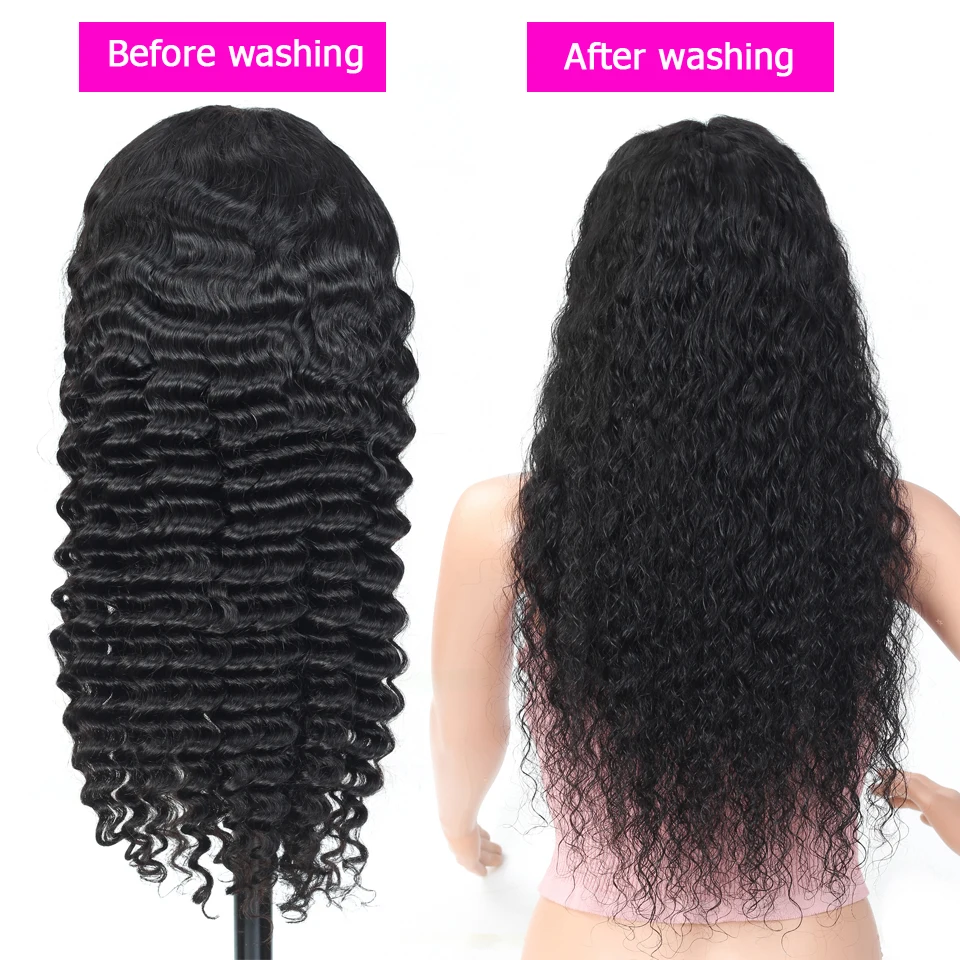 LEVITA 13x4 deep wave wig Brazilian lace wig short lace front Human Hair Wigs for women bob lace front wig non-remy 150% Density