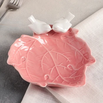

Dish "Doves on a leaf", 16 × 6.5 cm, pink