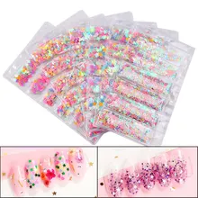 1 пакет переливающийся блеск для ногтей звезды сердце цветы формы бабочек хлопья нерегулярные блестки пайетки для поделок ногтей Советы украшения