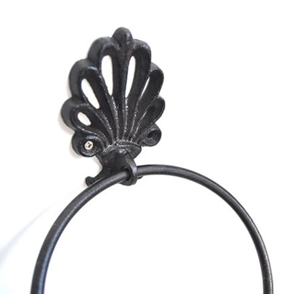 Bathroom Towel Ring Bathroom Towel Holder Cast Iron Towel Holder Towels Ring Hanger Vintage Heavy Duty Metal Unique Rustic Bathroom Decor Hook Retro Creative Shelf Rack