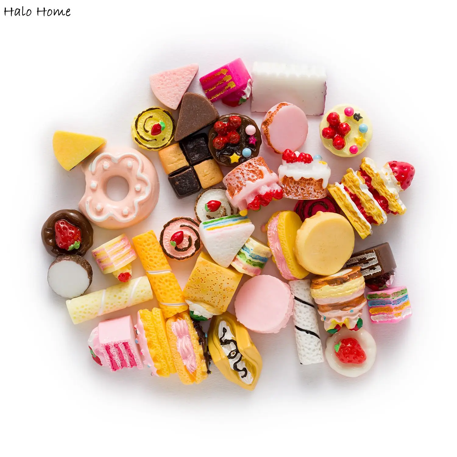 

20pcs Cake Flatback Resin Cabochon Scrapbooking Embellishments Crafts Headwear Cloth Accessories Making Cartoon DIY 15-30mm