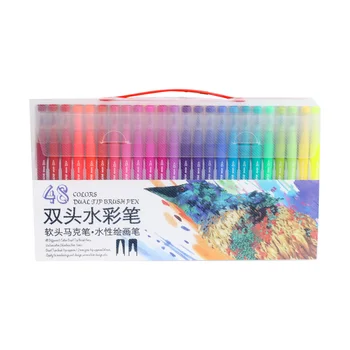 

48 Colors Watercolor Markers Dual Tip Brush Pen for Art Lettering Calligraphy Pen School Art Supplies