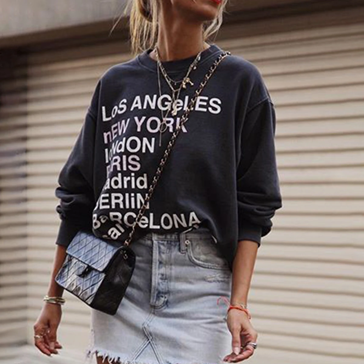 Vintage Deer Embroidery Oversize Sweatshirt 2020