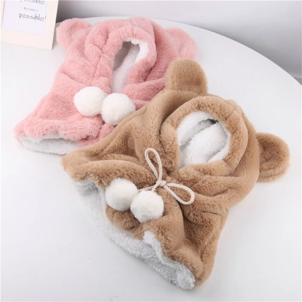 ARLONEET Baby Hat Girls Boys Cotton Scarf 2 In 1 Leopard Print Scarf Cartoon Ear Warm Cap Baby Beanie Caps Baby Winter Warm Hats