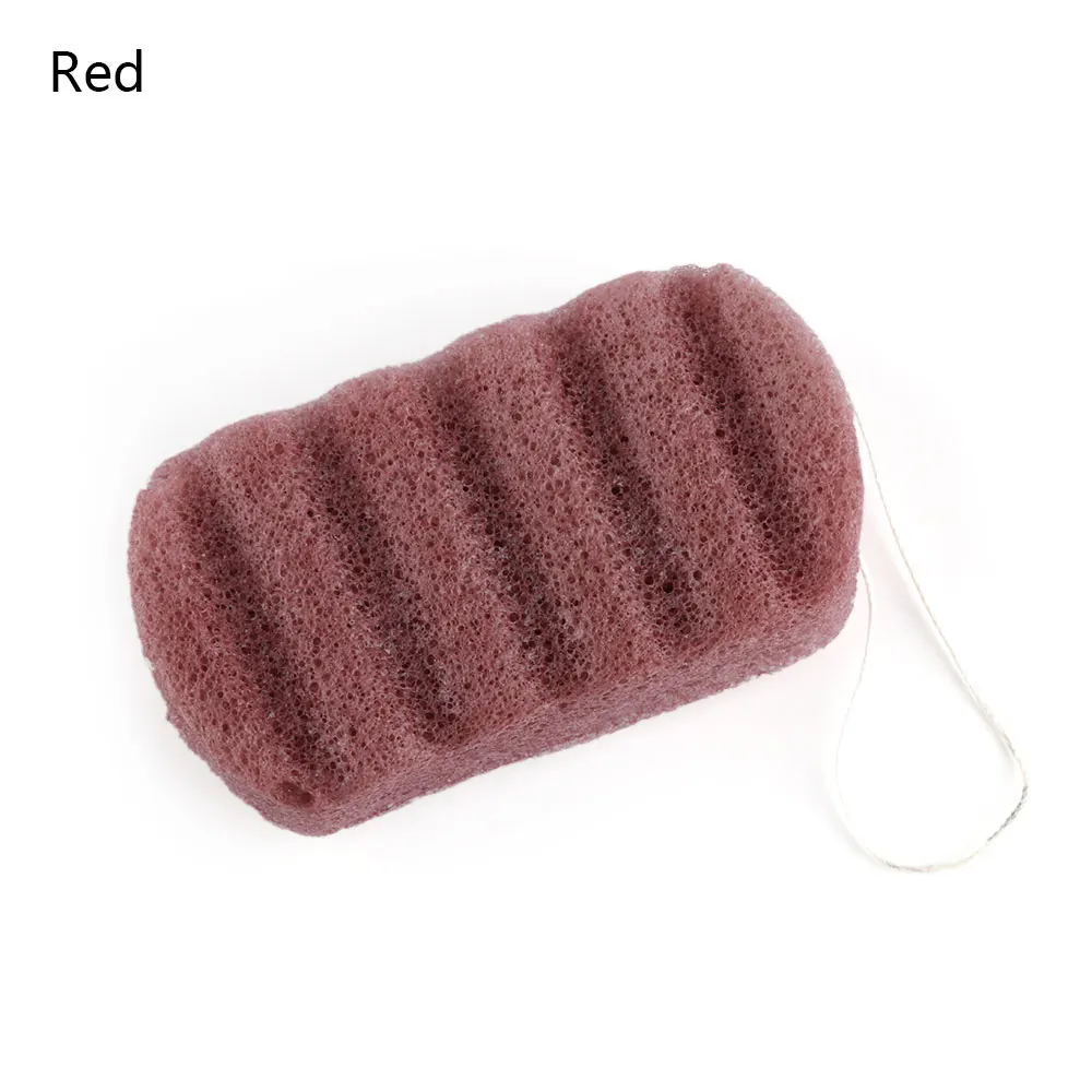 red Мягкий скраб для ванны и душа, Очищающий спонж Konjac, очищающая губка для мытья тела, чистые органические принадлежности для ванной комнаты, средство для ухода за кожей лица - Цвет: red