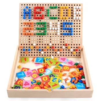

Children Digital stud combination/mushroom nail combination wooden toys Plugged puzzle children's learning box Educational toys