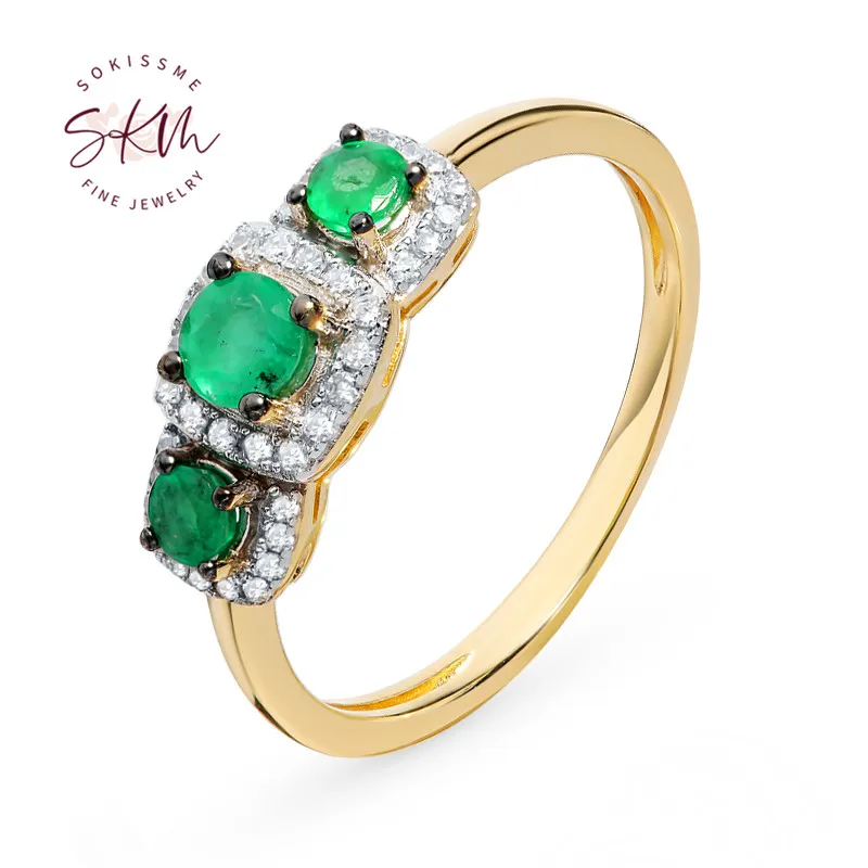 SKM цветок кольца 14K розовое золото винтажные для женщин обручальные дизайнерское