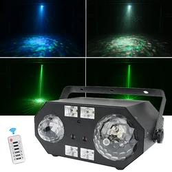 Lumière de fête LED 5 en 1, boule magique stroboscopique, lumière Laser DMX/télécommande UV, lumière de scène à motif d'eau qui coule 