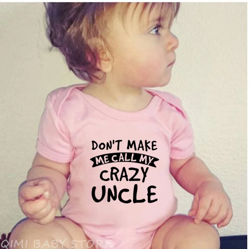 Забавный хлопковый комбинезон для малышей с надписью «Don't Make Me Call My Crazy Uncle»; модные комбинезоны для маленьких мальчиков и девочек; мягкая одежда для малышей; комбинезоны