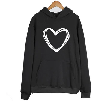 

Love Heart Women Hoodie Korean Stylish Fashion Pullover Kawaii Fleece Aesthetic Clothing Casual Valentine Girl Outwear Drop Ship