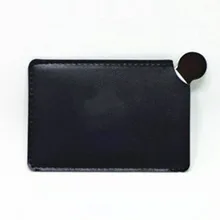  1PC Portable Mini Unbreakable Makeup Mirror Shatter Proof Pocket Cosmetic Mirror PU Leather Stainless Steel Card Customize Logo 