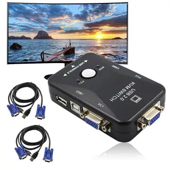 

New Arrival 2 in 1 out USB 2.0 2 Ports VGA Video Switcher Switch Box VGA Cable for PC Computer Monitor