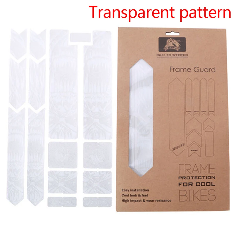 Transparent pattern 3D защитные наклейки для горного велосипеда MTB, противоскользящие, износостойкие, водонепроницаемые, защита для велосипеда, защитная крышка - Цвет: Transparent pattern