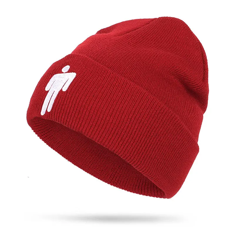 18 Color Embroidery Women Knitted Warm Winter Hats Billie Eilish Beanie Hat Yellow Men Running Foldable  Snapback Outdoors