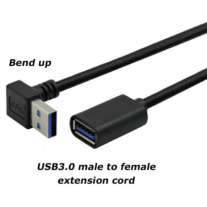 1PCS 0.3M 90 Degree USB 3.0/2.0 Male to Female Adapter Cable Angle Extension Extender 5Gbps Fast Transmission Left/Right/Up/Down