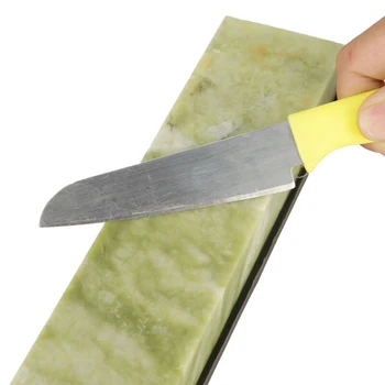 

Natural Emerald Sharpening Stone 10000 Grit Fine Whetstone Grindstone With Draining Base 200 X 50 X 25mm For Cutters Chef