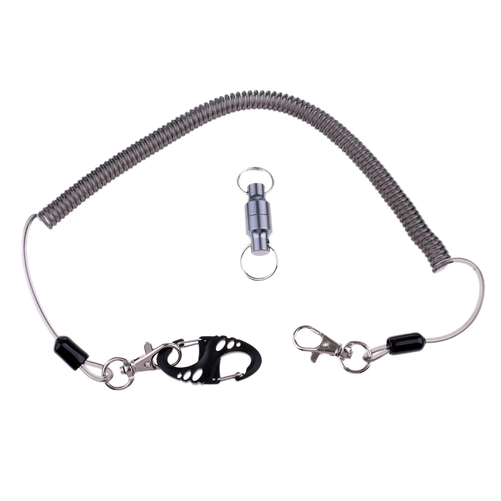

2.5m Retractable Fishing Lanyard Coiled Wire Tether Magnetic Net Release
